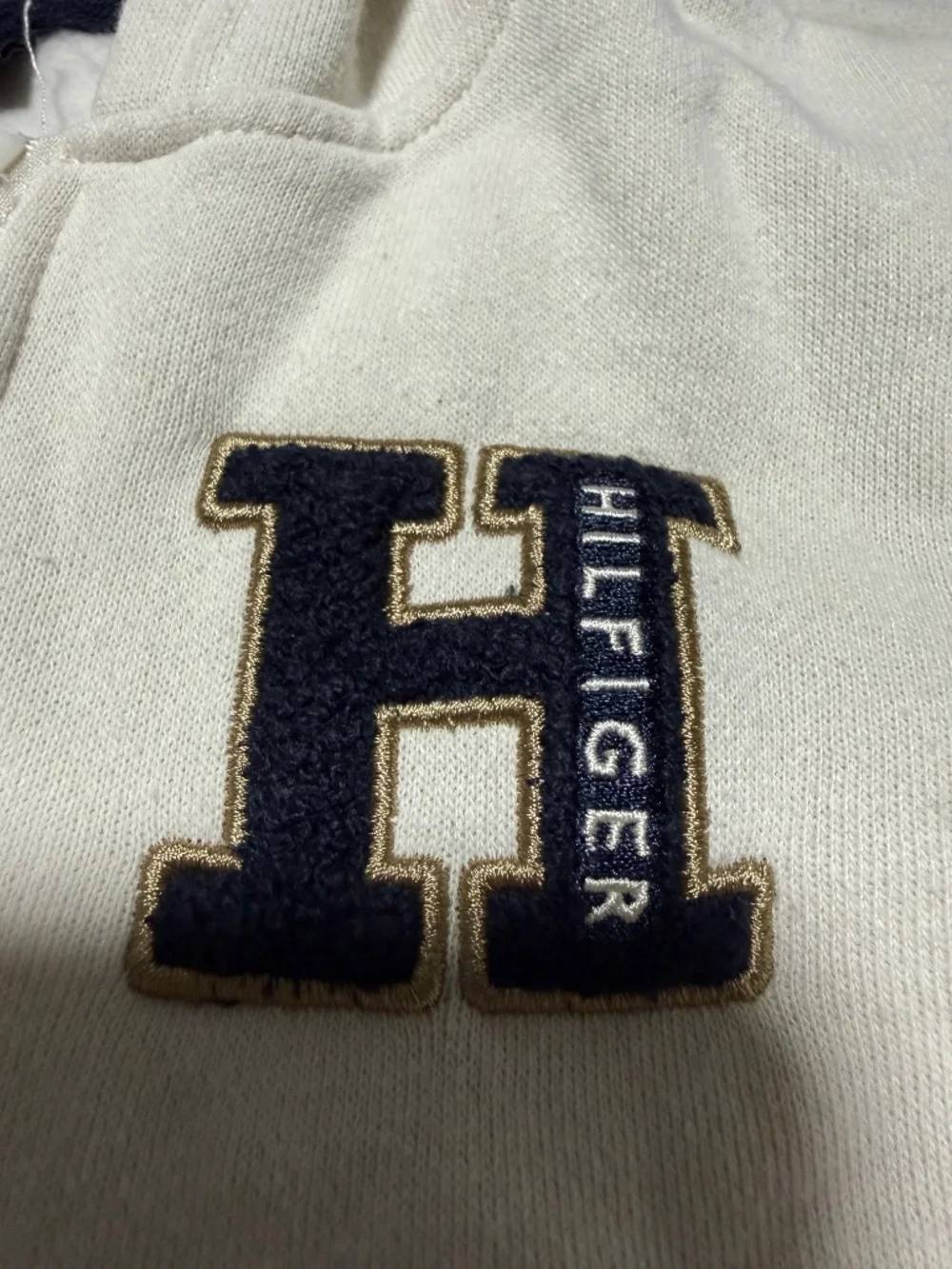 Tommy Hilfiger Kids 18M White Blue Long Sleeve Half Zip Pullover Sweater Logo